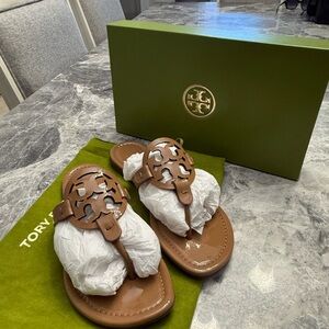 Tory Burch Tan Leather Cutout Sandals